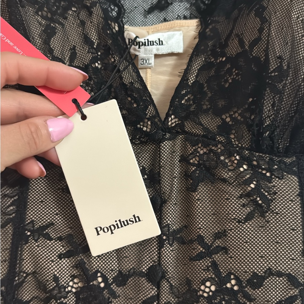 Popilush shapewear boho floral lace front slit maxi dress - Picture 7 of 13
